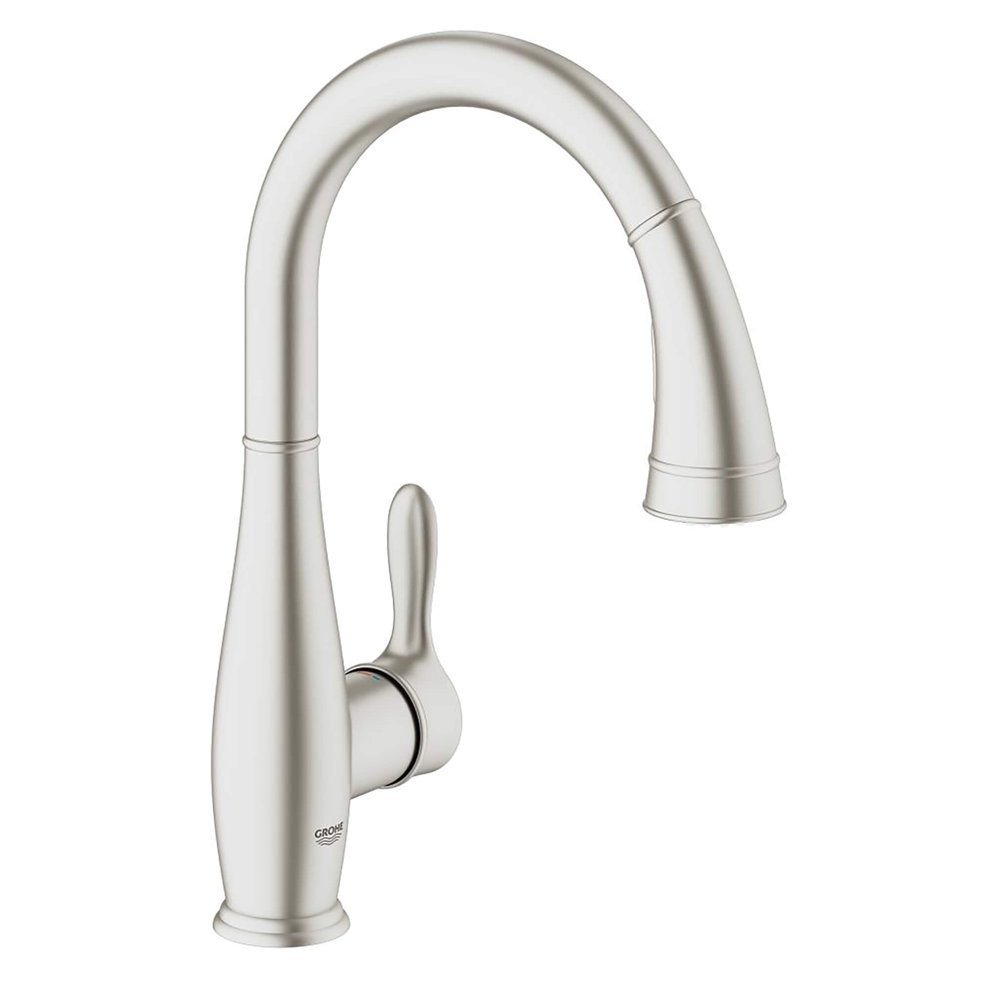 Single Handle Pull Down Kitchen Faucet Dual Spray 175 GPM GROHE SUPERSTEEL